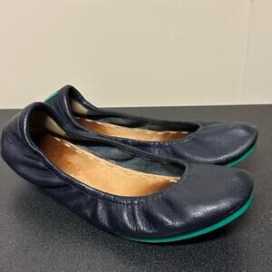 Tieks California Navy Italian Leather Ballet Flat Shoes Travel Size 7